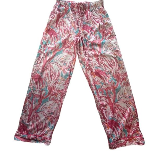 Lily Pulitzer Pink & Turquoise Tropical Print Pajamas- Size S - Picture 5 of 13